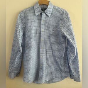 Ralph Lauren Classic Fit Plaid Blue Label Button Down Medium Workwear Career